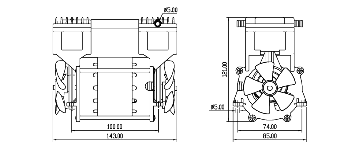 HP-200V活(huo)塞真空泵(beng) 尺寸(cun)圖