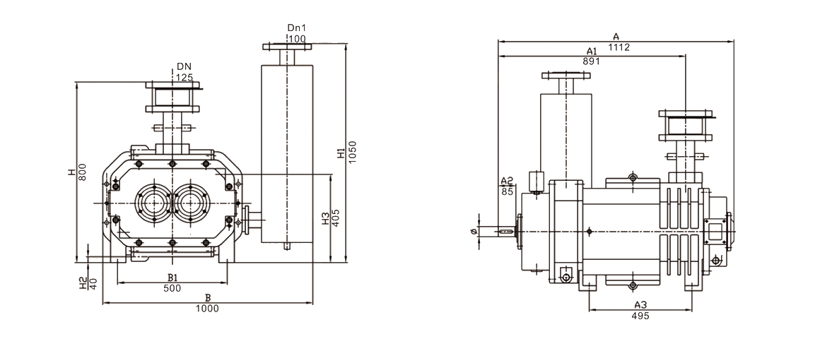 RSP1100榦(gan)式螺桿真空泵 尺寸圖